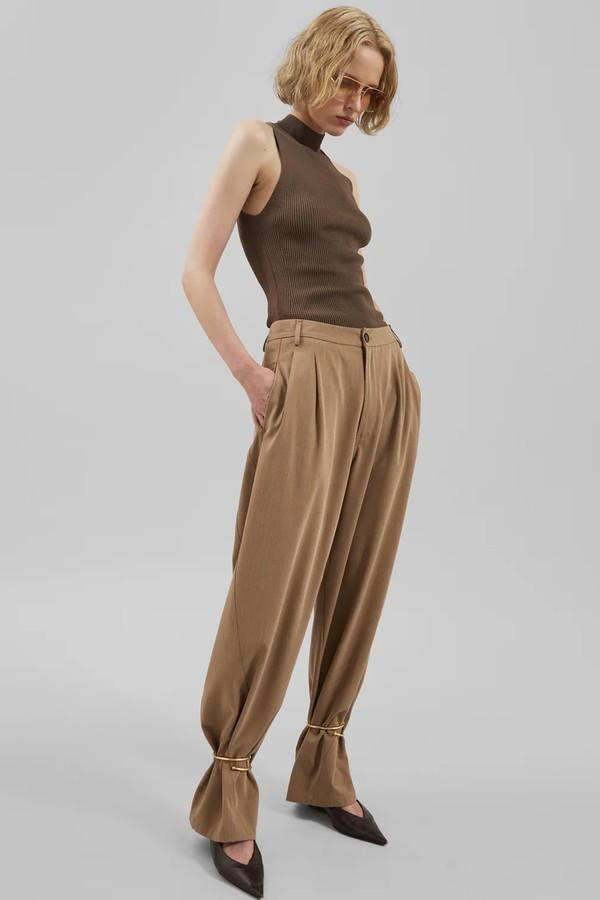 Cuff Adorned Wide-Leg Wool Pants from The Frankie Shop