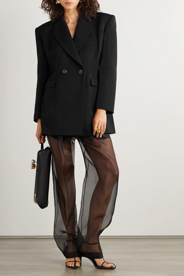 Trenton Pleated Silk-Organza Tapered Pants from Khaite