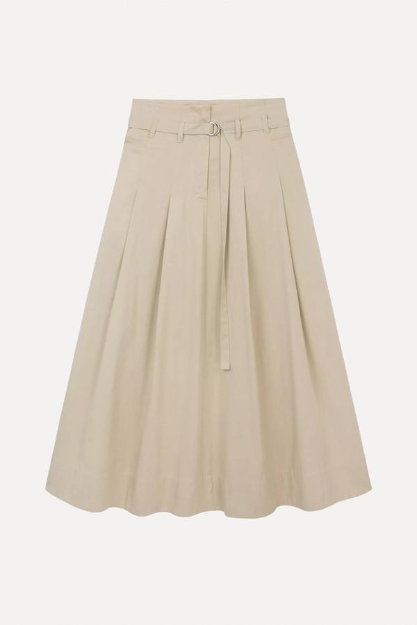 Belted-Waist High-Rise Cotton-Blend Midi Skirt from The White Company