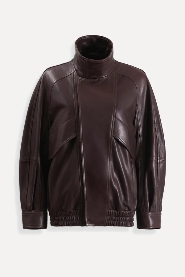 Ariste Structured Leather Bomber from Nour Hammour