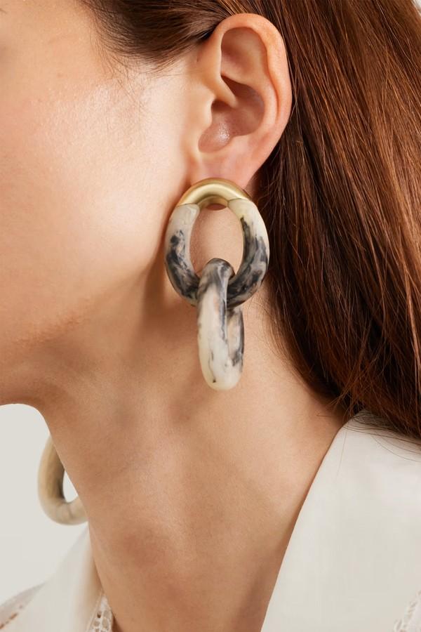 Rock Large Gold-Tone Resin Earrings from Dinosaur Designs