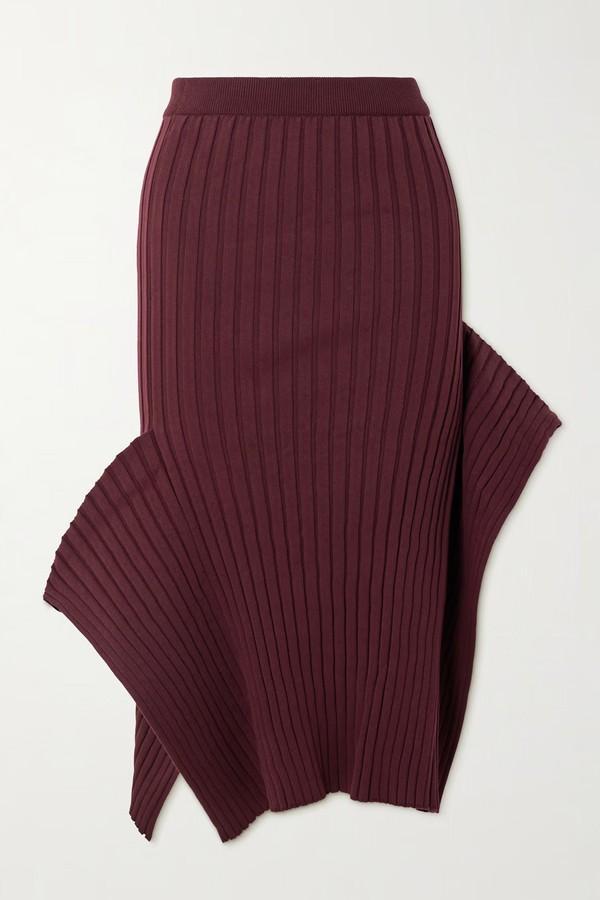 Asymmetric Ribbed Organic Cotton Midi Skirt from Stella McCartney