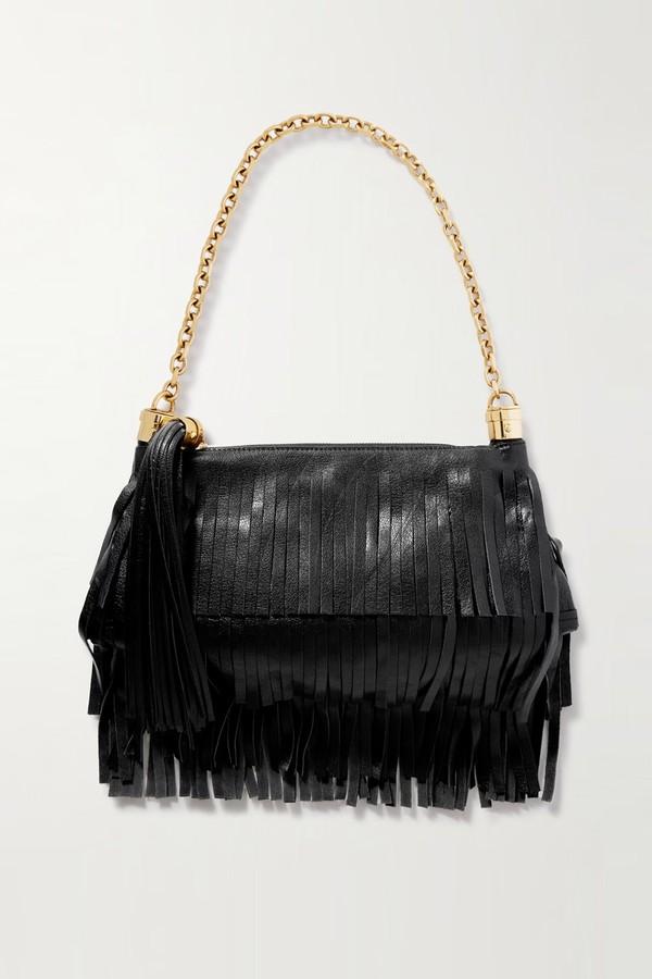 Foulard Fringed Textured-Leather Shoulder Bag from Chloé