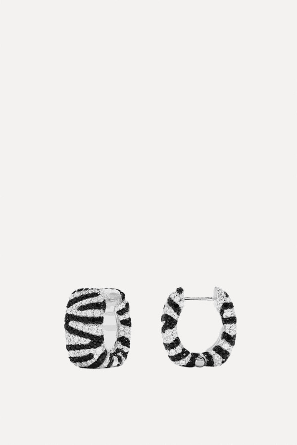 Zebra Sterling-Silver & Zirconia Hoop Earrings from APM Monaco