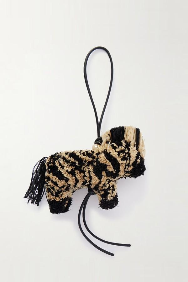 Zebra Leather-Trimmed Raffia Charm from Loewe X Paula's Ibiza