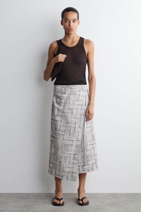 Printed Cotton Wrap Skirt