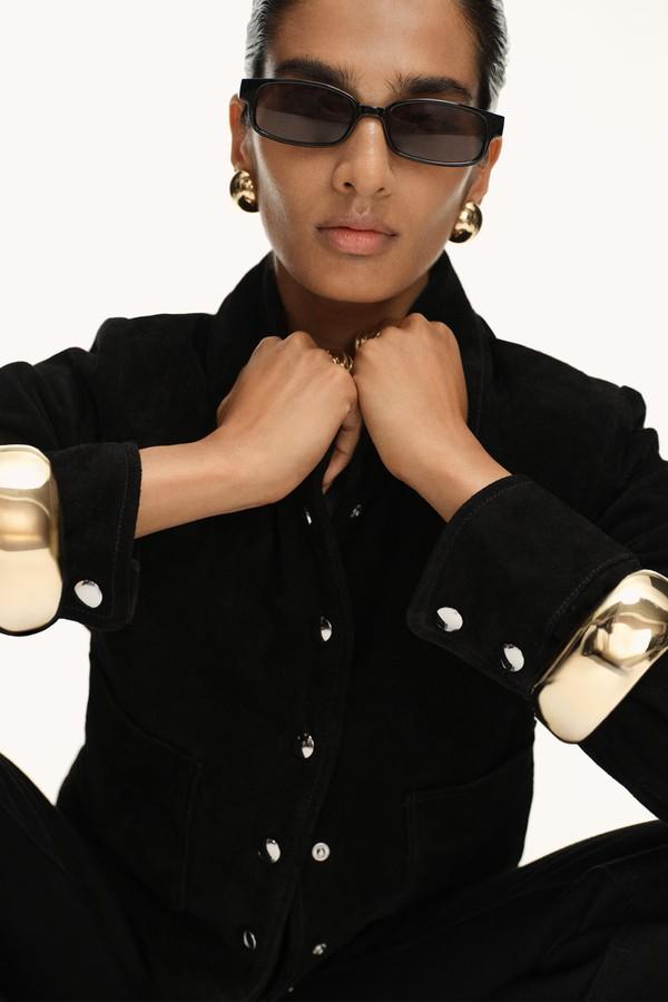 Suede Leather Jacket With Buttons from Mango