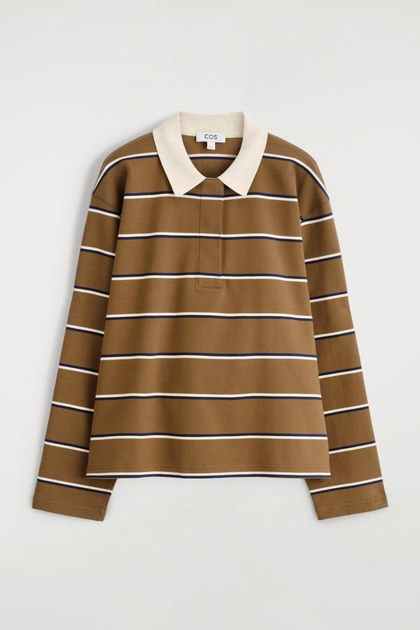 Striped Long-Sleeved Polo Shirt