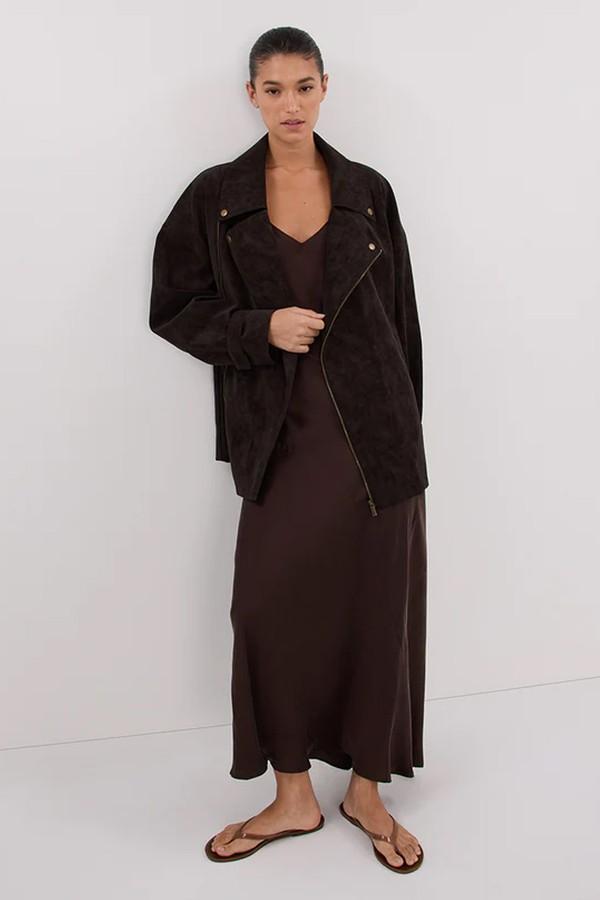 Oakland Choc Oversized Faux Suede Jacket from DIISH