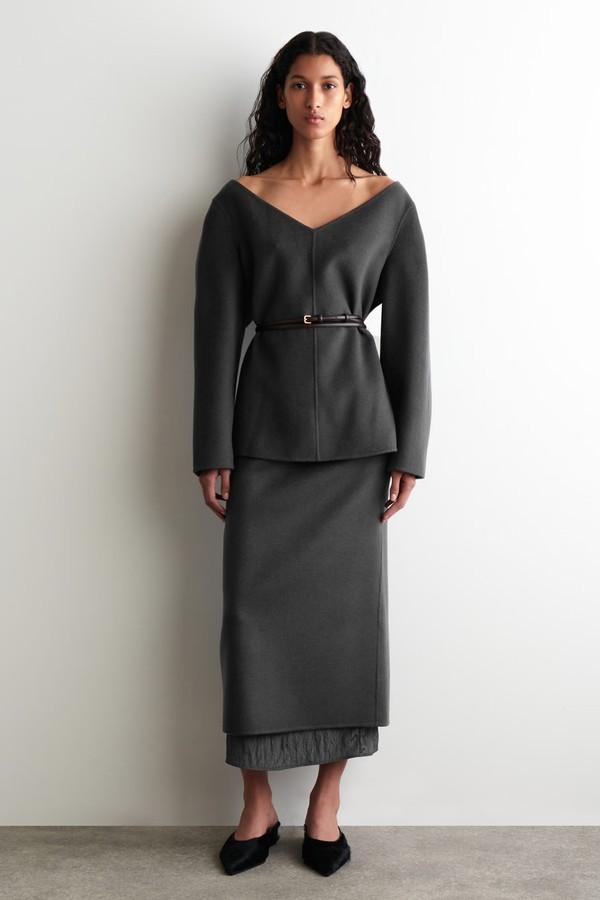 Double-Faced Wool Pencil Skirt