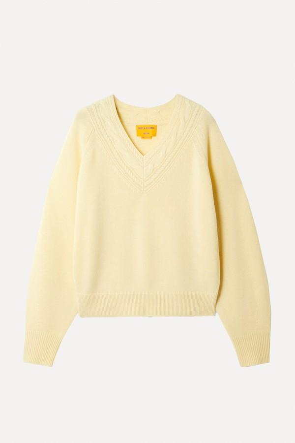 The Varsity Cable-Knit Cashmere Sweater from Guest in Residence