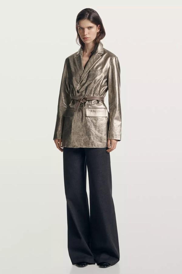 Metallic Nappa Leather Blazer from Massimo Dutti