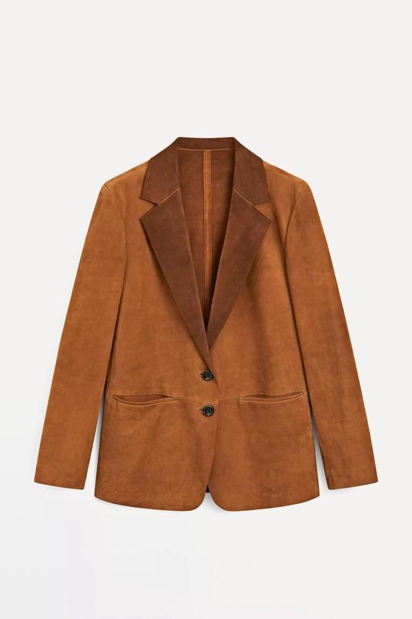 Flowing Suede Leather Blazer