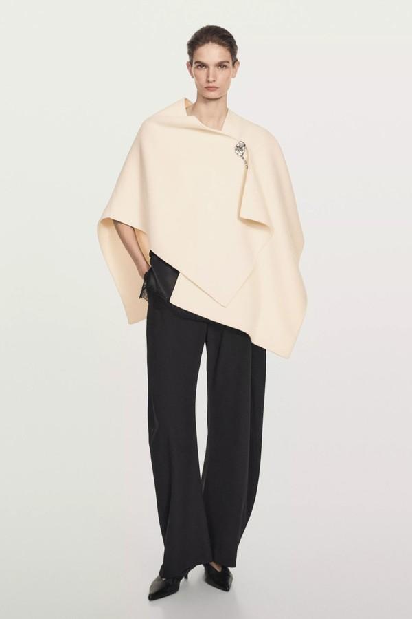 Wool Blend Felt Texture Cape