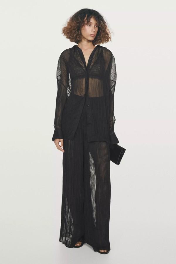 Long Pleated Loose-Fitting Shirt