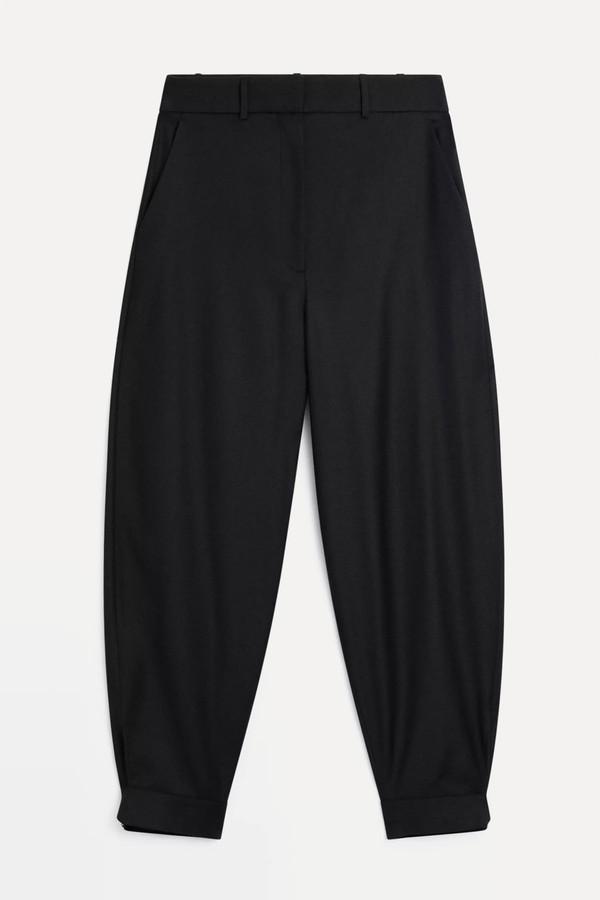 Wool Blend Sarouel Trousers With Buckle
