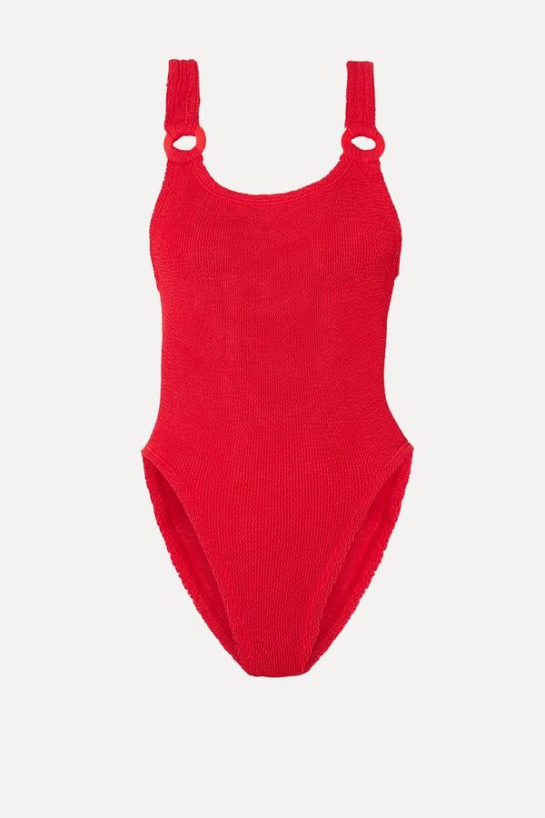 Domino Seersucker Swimsuit from   Hunza G