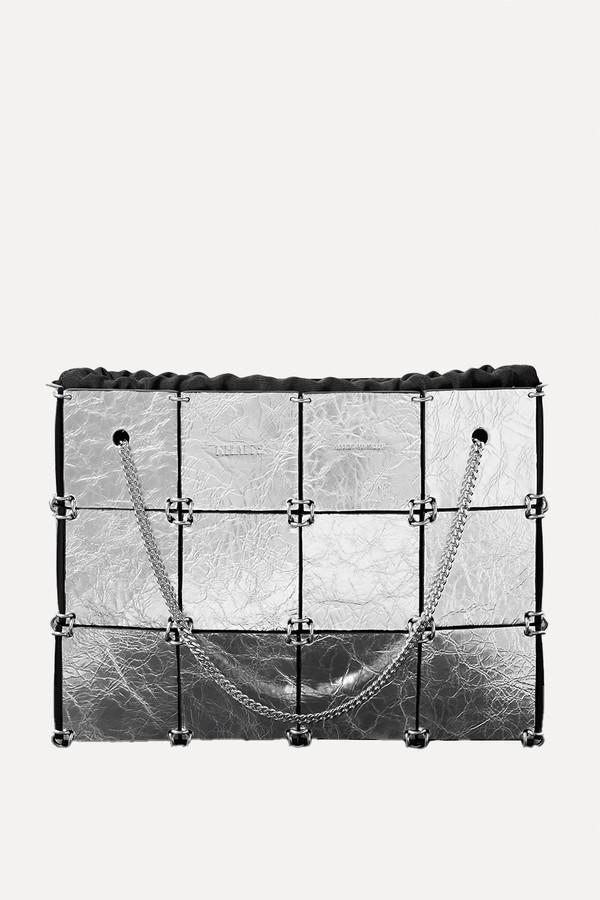 Emma Mini Embellished Metallic Crinkled-Leather Tote from Khaite 