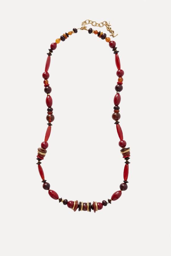 Loulou Gold-Tone, Carnelian & Jasper Necklace from Saint Laurent 