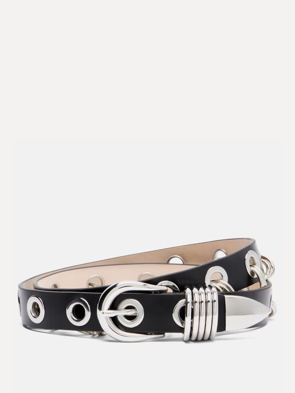 Revenge Ring-Detail Leather Belt