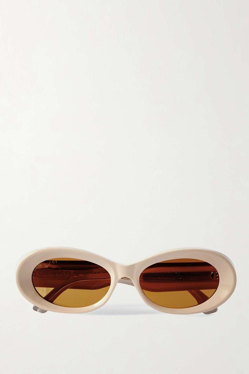 Oval-Frame Embellished Acetate Sunglasses from Gucci Eyewear