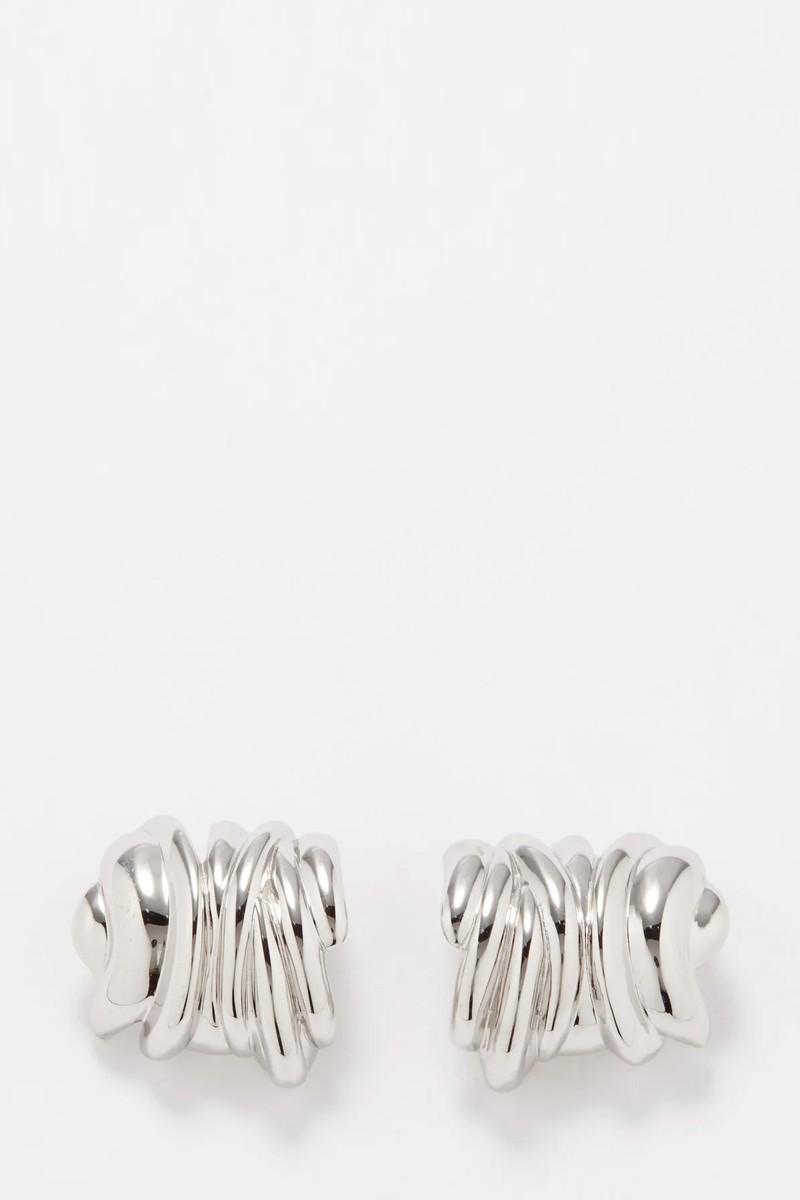 Twist Platinum-Plated Hoop Earrings from Completedworks