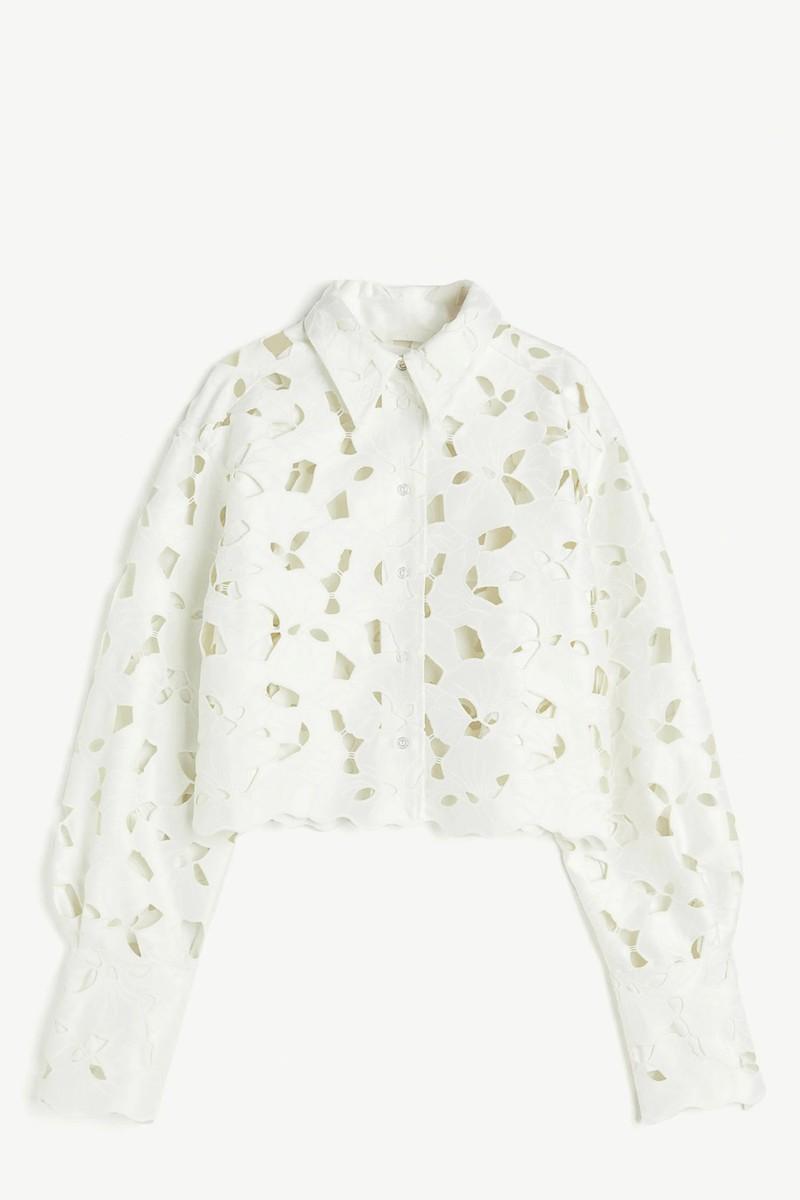 Broderie Anglaise Satin Shirt