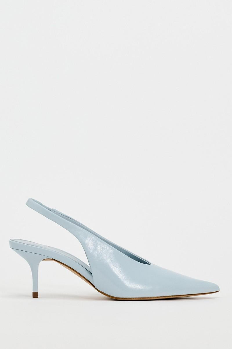 Leather Kitten Heel Slingback Shoes from Zara