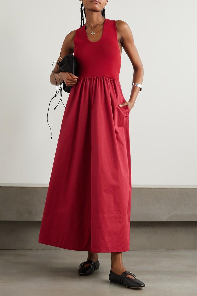 Ribbed-Knit & Poplin Maxi Dress from St. Agni