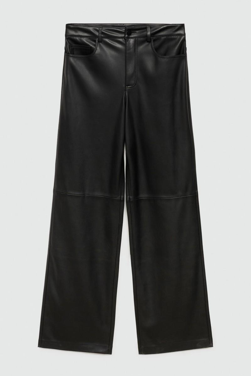 Mid-Rise Leather Effect Trousers from Mango