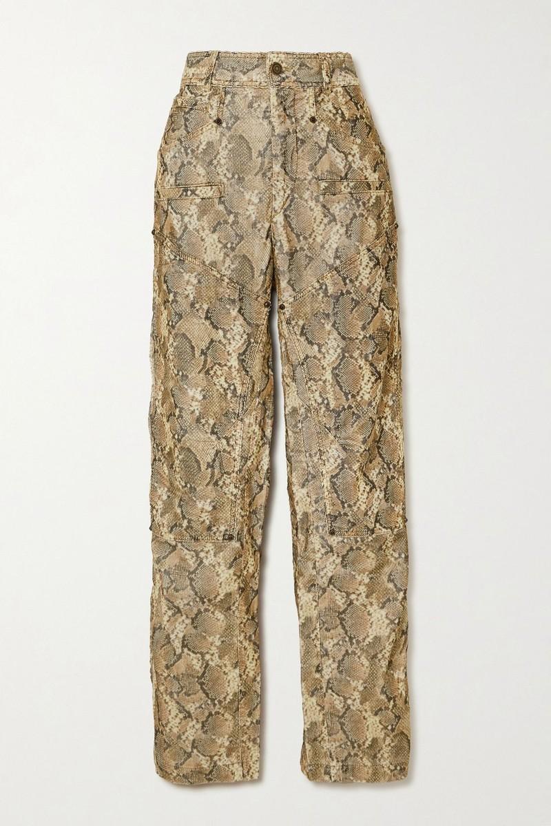 Emmy Snake-Print Cotton-Blend Corduroy Wide-Leg Pants from Isabel Marant