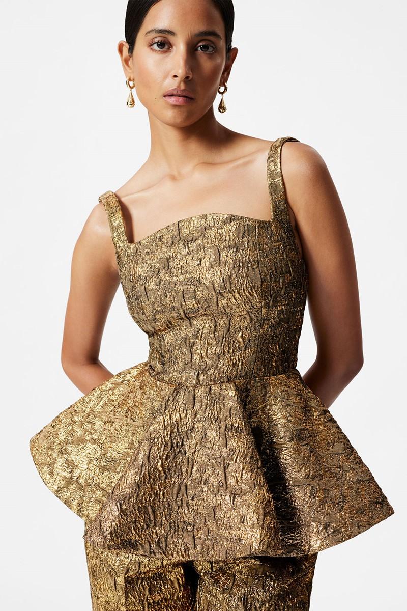 Metallic Jacquard Peplum Top from & Other Stories