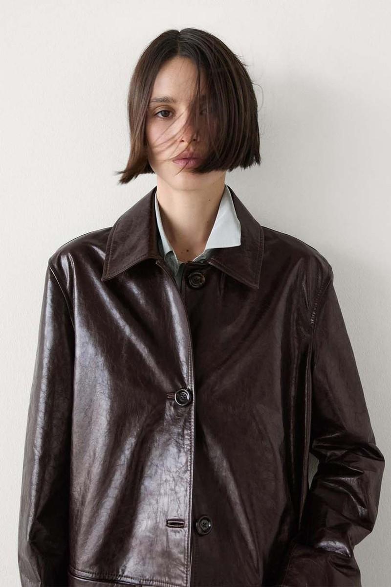 Nappa Leather Creased-Effect Coat from Massimo Dutti