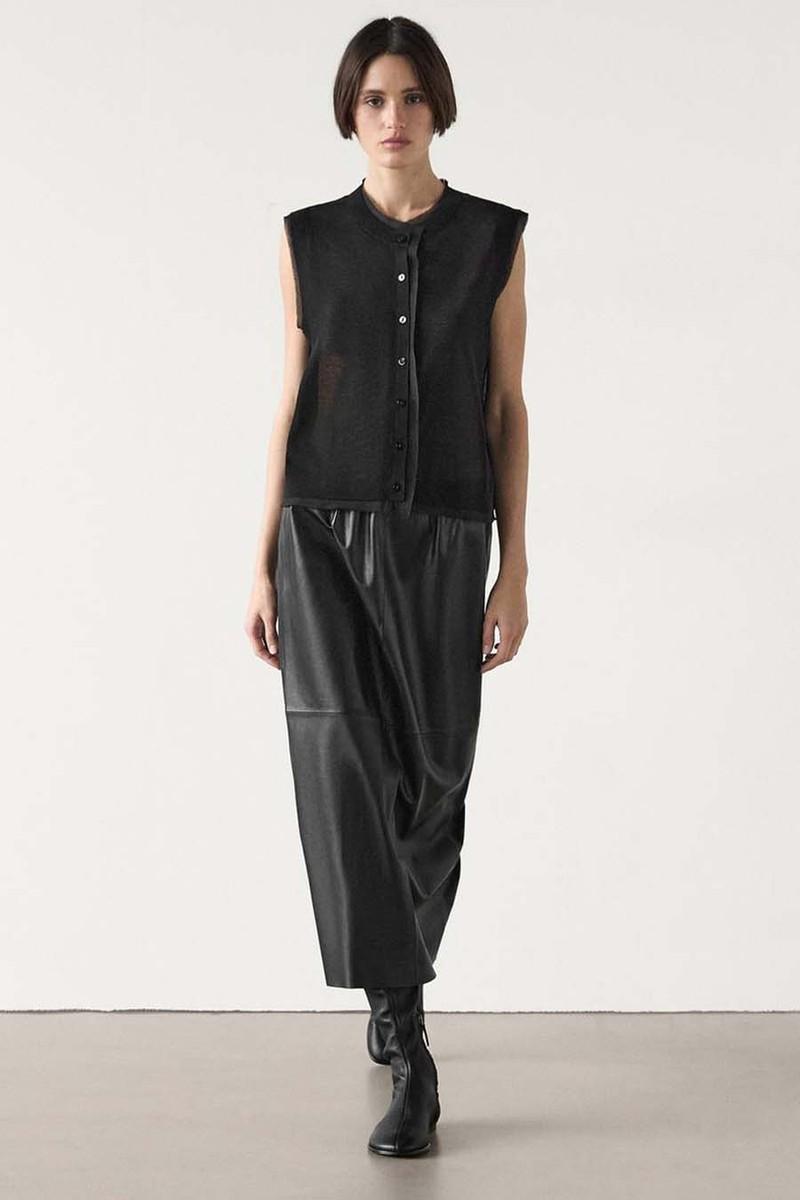 Soft Nappa Leather Midi Skirt from Massimo Dutti