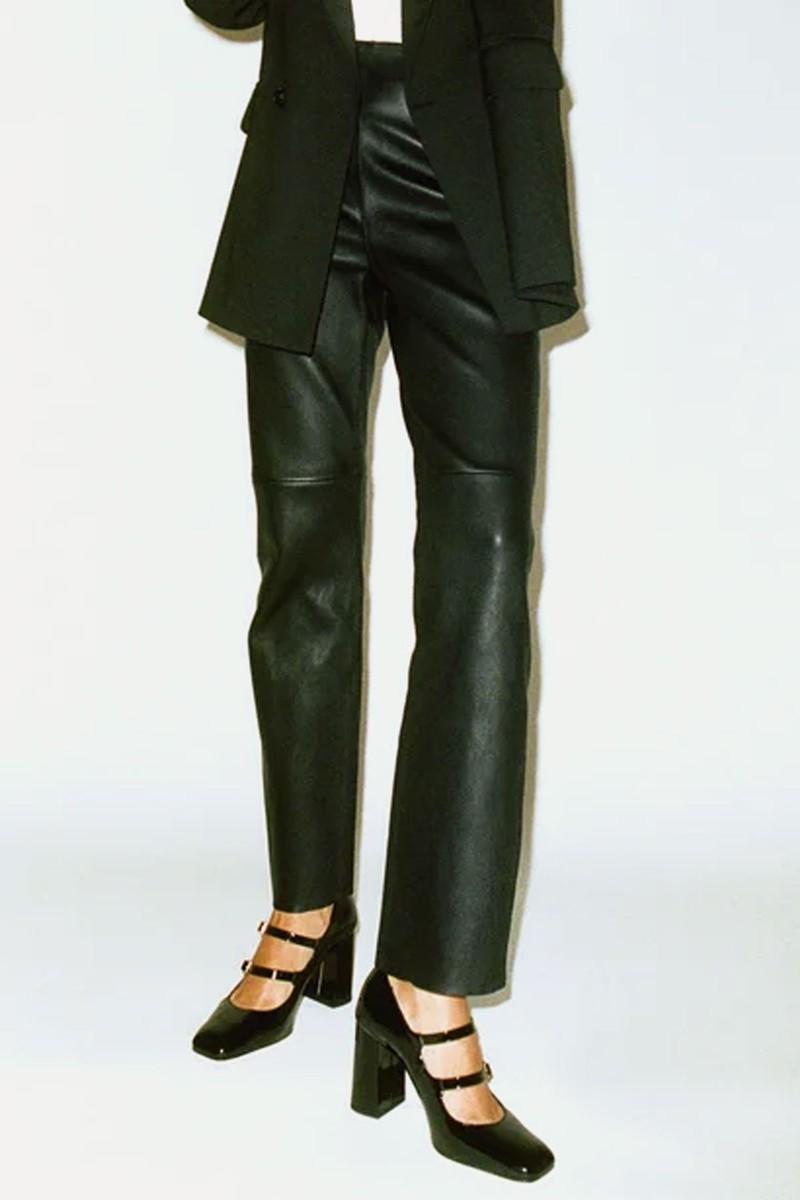 Straight Leather Trousers from H&M