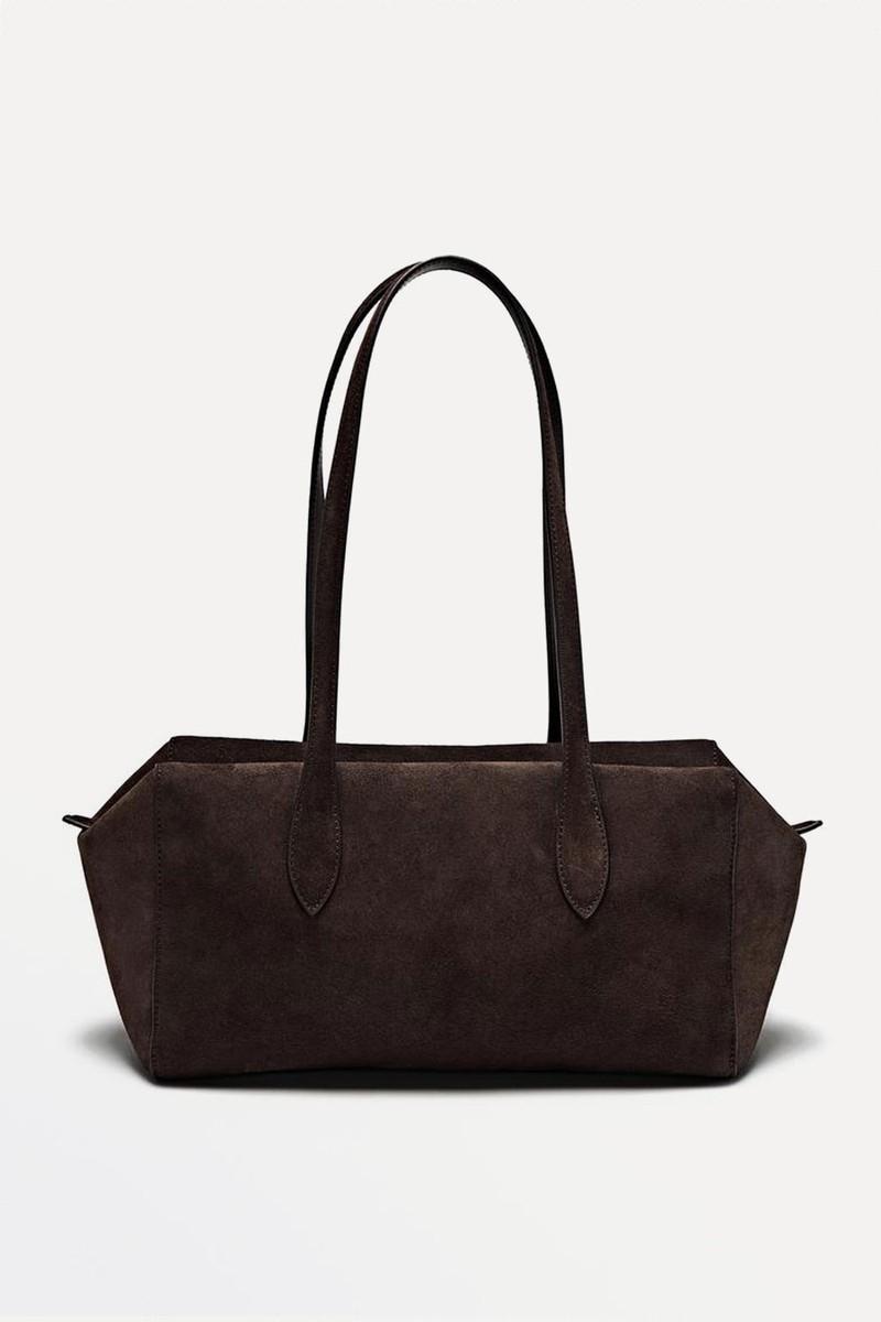 Split Suede Leather West Satchel Bag from Massimo Dutti