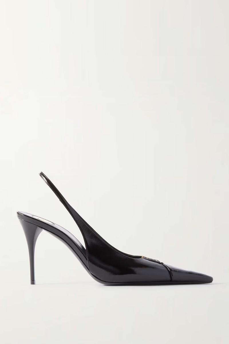 Babylone Cutout Patent-Leather Slingback Pumps from Saint Laurent