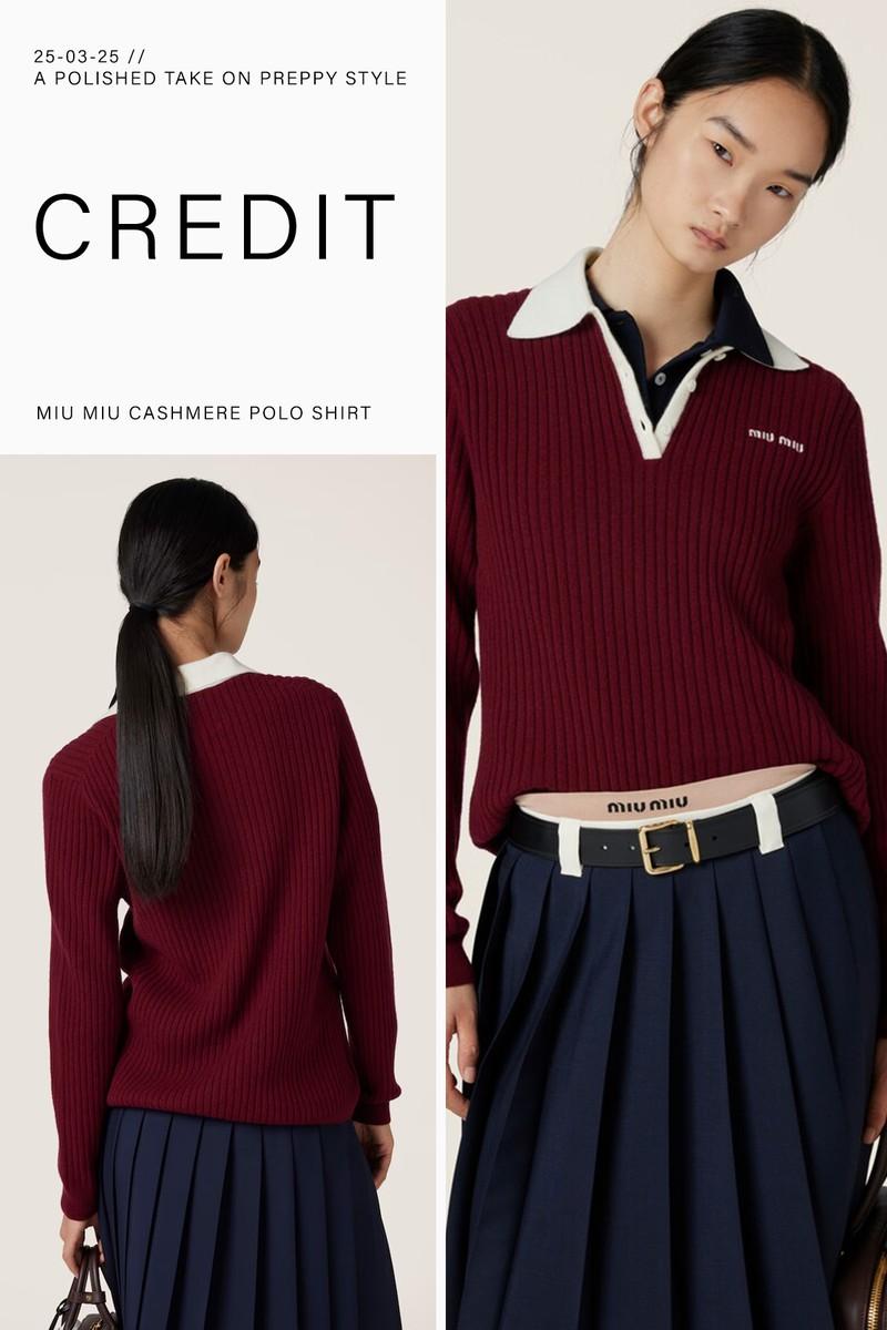 Ribbed Cashmere Polo Shirt from Miu Miu