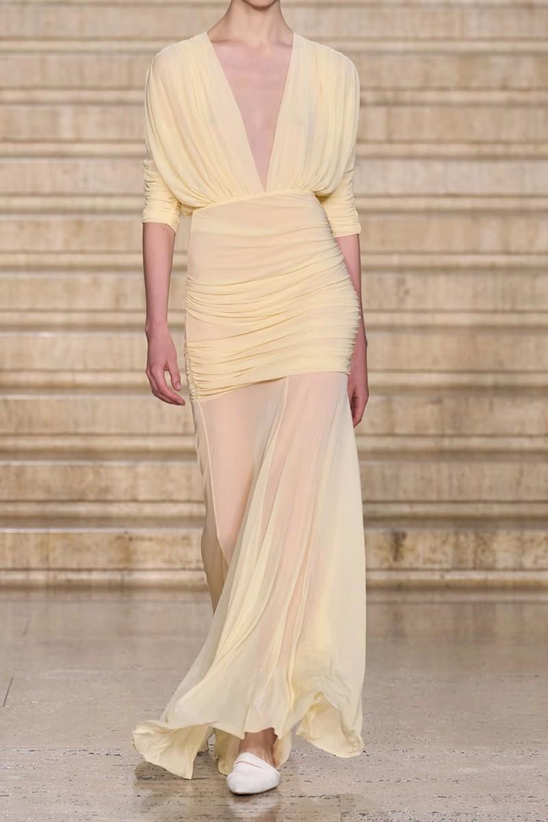 Devi Draped Gathered Jersey Maxi Dress from TOVE