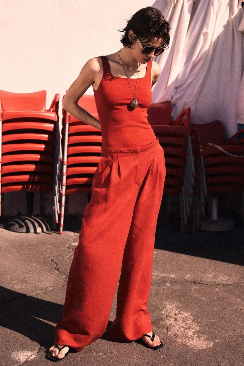 Wide Linen-Blend Trousers