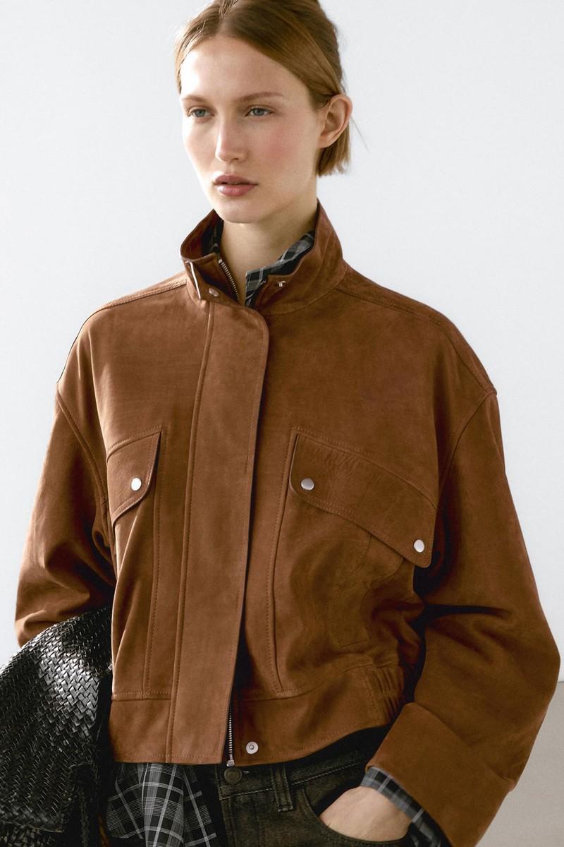 Nubuck Suede Leather Bomber Jacket