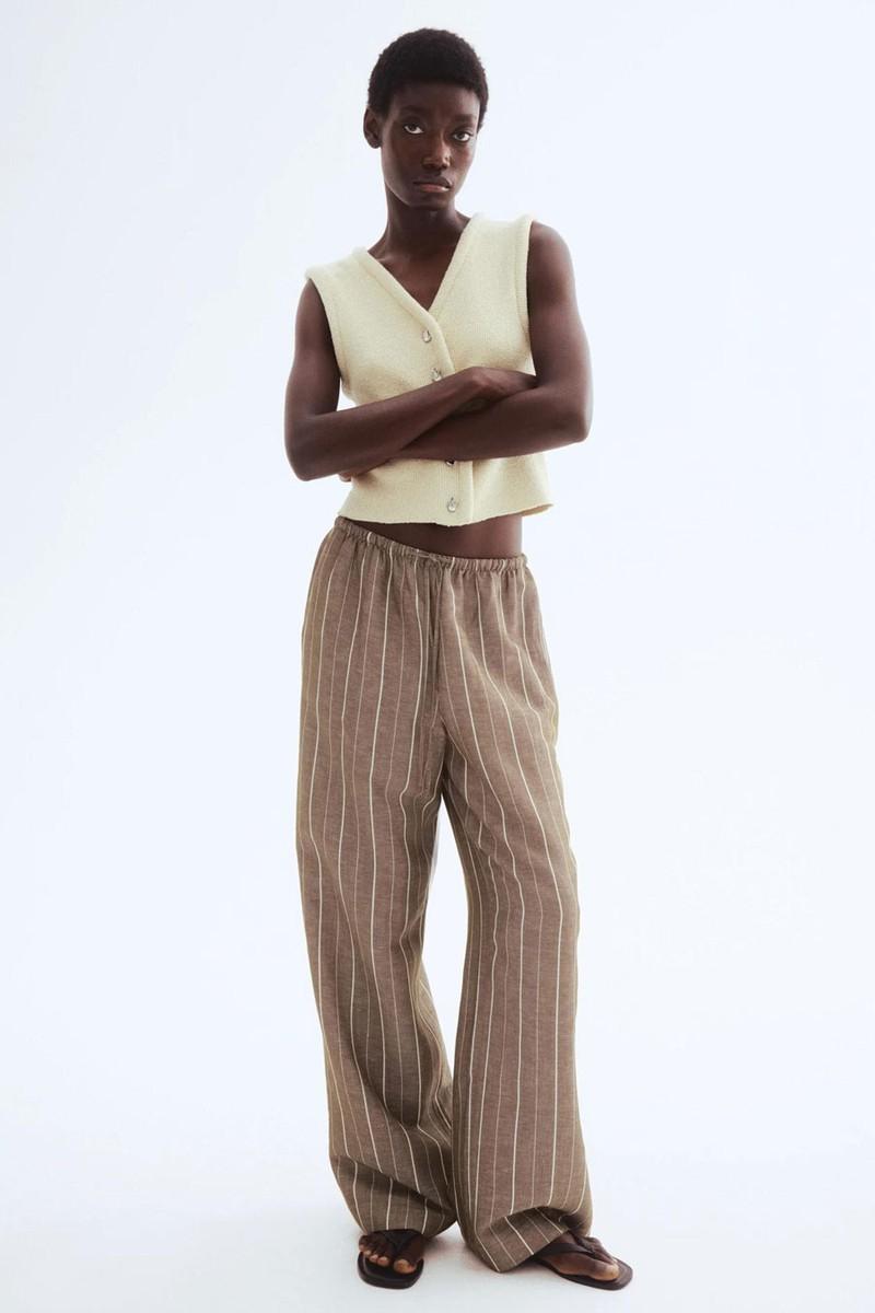 Straight Linen-Blend Yrousers