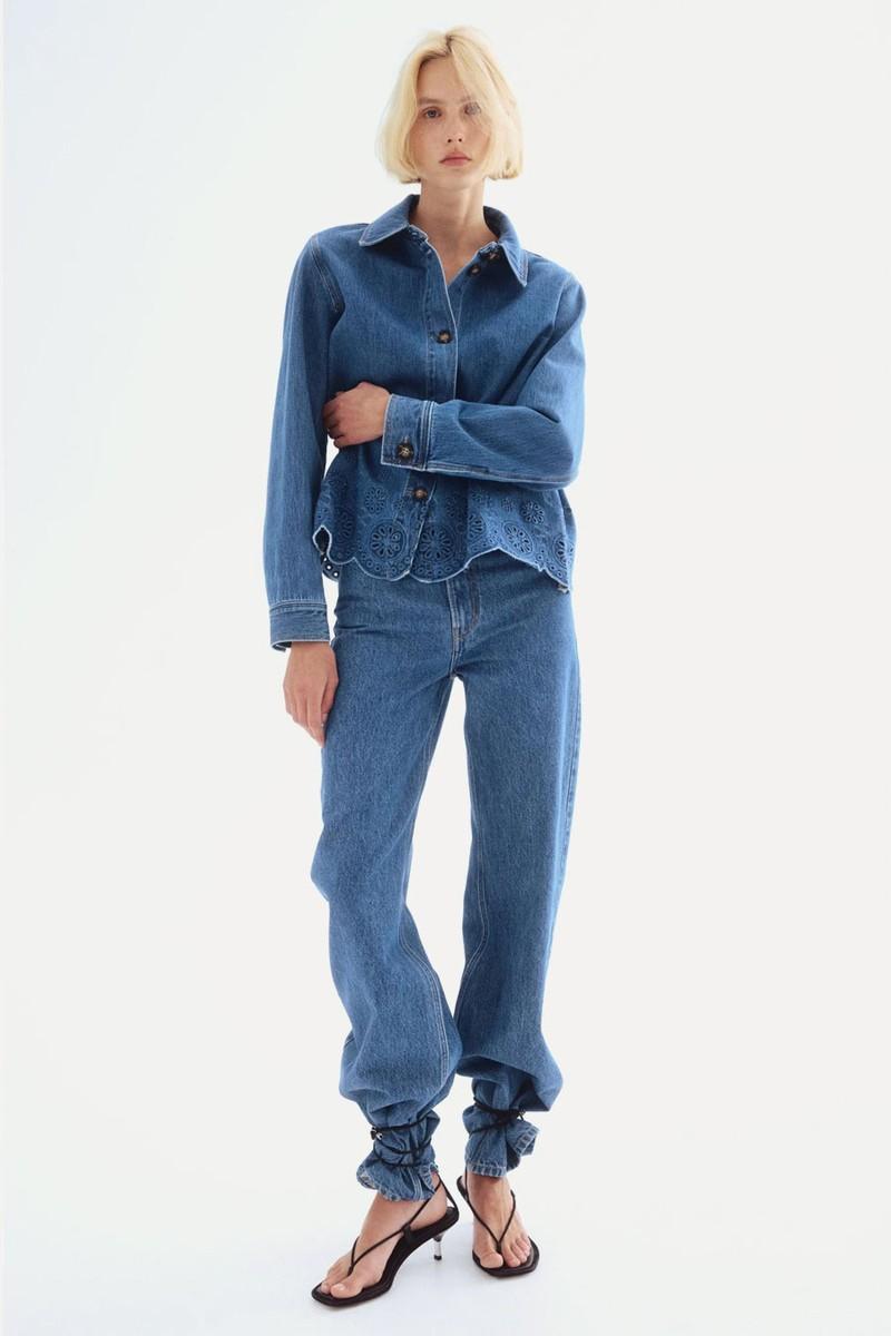 Broderie Anglaise-Detail Denim Jacket