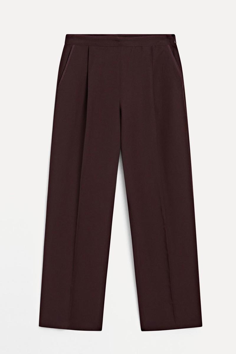 Flowing Trousers With Darts & Thin Waistband