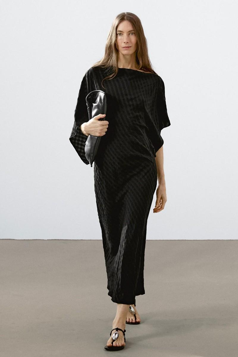 Long Flowing Dress With Textured Detail