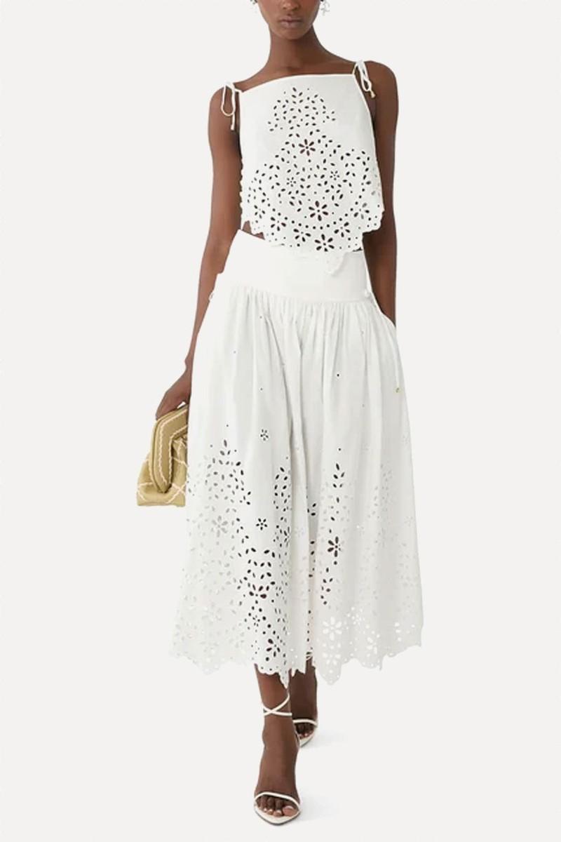 Embroidered Cotton Top from Self-Portrait