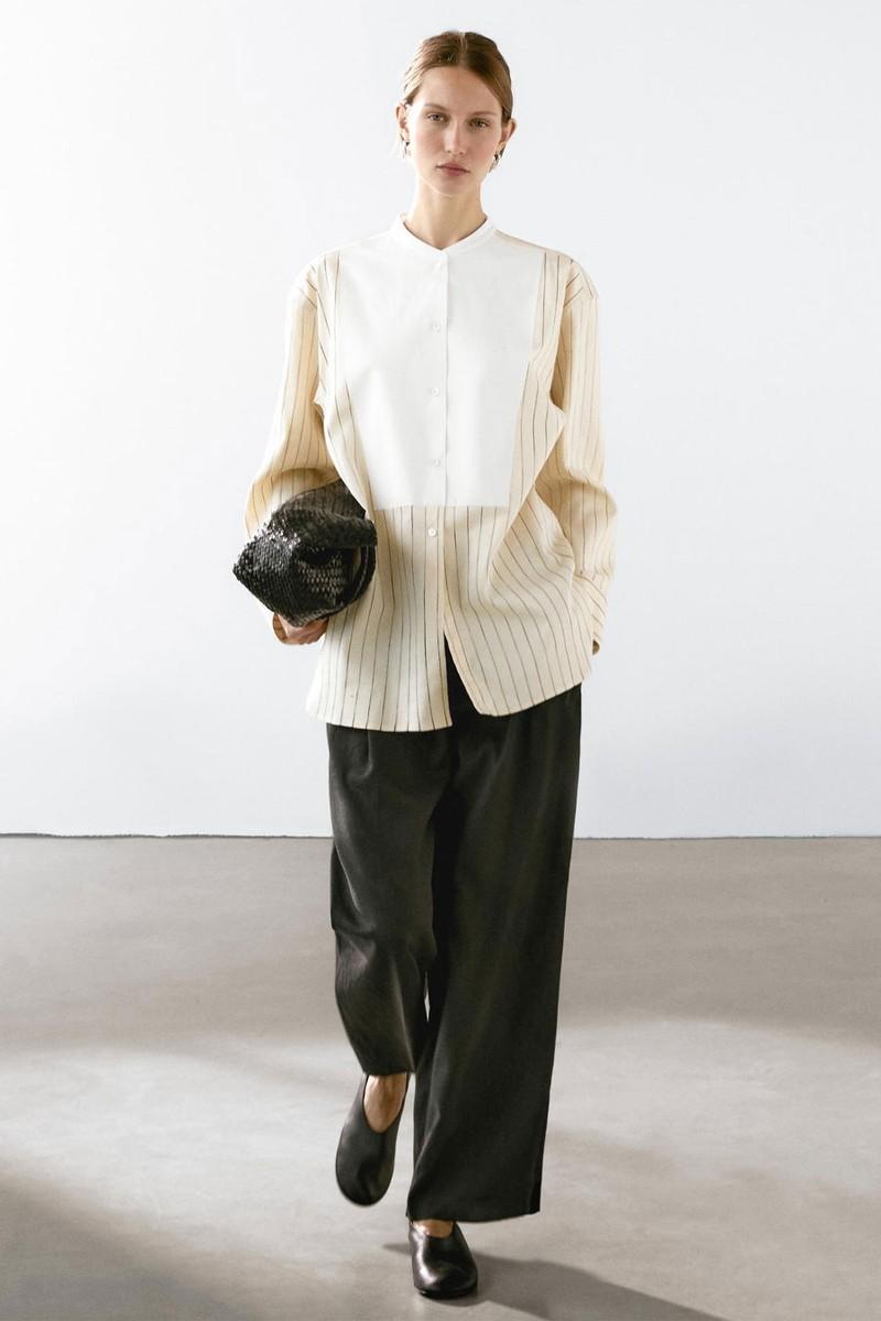 Cotton Blend Striped Chest Shirt