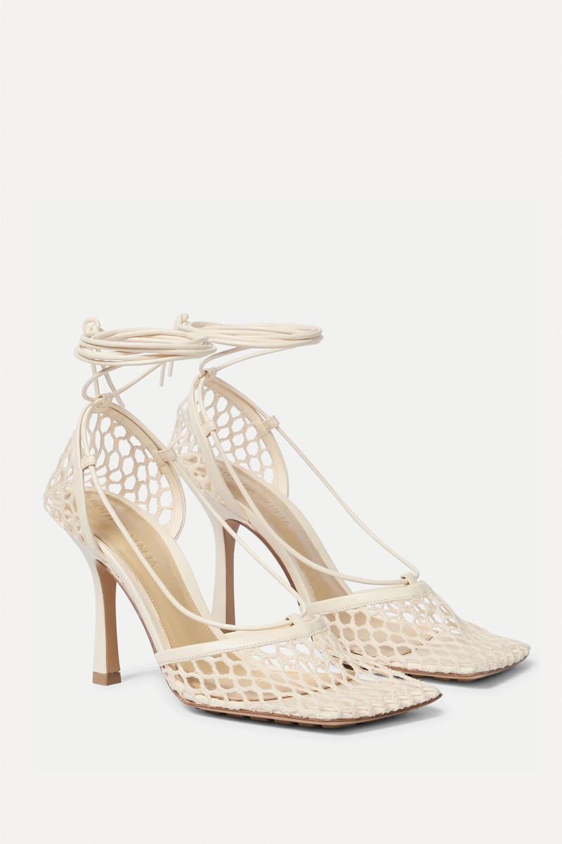Stretch Leather-Trimmed Mesh Pumps from Bottega Veneta 