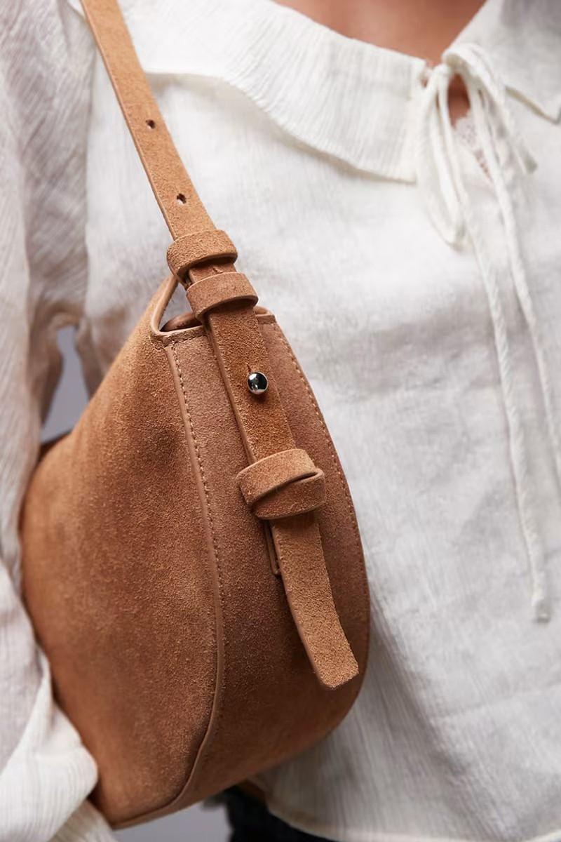 Leather Suede Shoulder Bag from Topshop