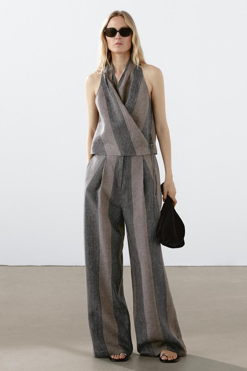 Gathered Halter Top With Contrast Stripe from Massimo Dutti